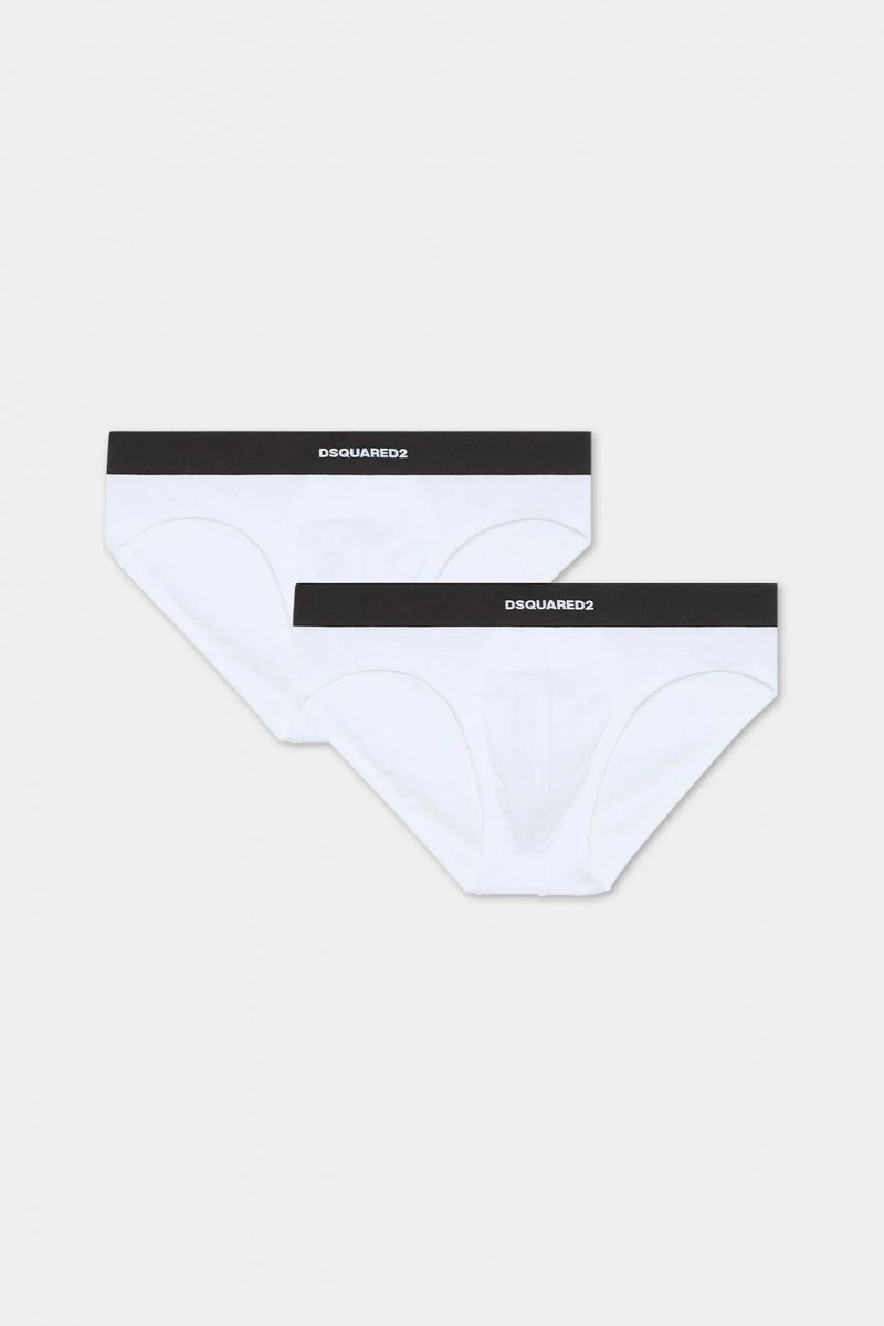 intimo slip uomo dsquared2 dcx200070 - twin 2pack brief 100 white