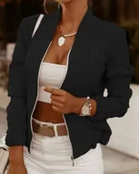 Kurtki damskie - Kurtka damska bomberka - Czarny - miniaturka - grafika 1