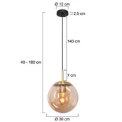 Lampy sufitowe - Steinhauer Lampa wisząca Bollique, mosiądz, Ø 30 cm, szkło, 1-punktowa, kula ziemska - miniaturka - grafika 1