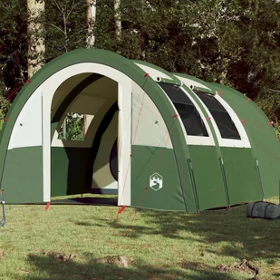 vidaXL Namiot kempingowy, 4-os., zielony, 483x340x193 cm, tafta 185T - Namioty - miniaturka - grafika 1
