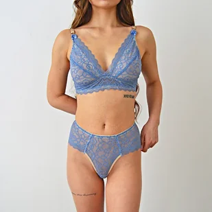 Niebieski koronkowy komplet bielizny damskiej Lobelia - Komplety damskie - miniaturka - grafika 1