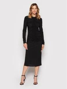 KARL LAGERFELD Sukienka codzienna Ruched 220W1352 Czarny Slim Fit - Sukienki - miniaturka - grafika 1