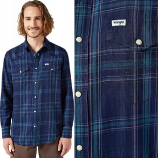 Wrangler WESTERN SHIRT Black Iris bawełniana koszula w kratę REGULAR FIT M - Koszule damskie Wrangler WESTERN SHIRT Black Iris bawełniana koszula w kratę REGULAR FIT M - Koszule damskie - miniaturka - grafika 1