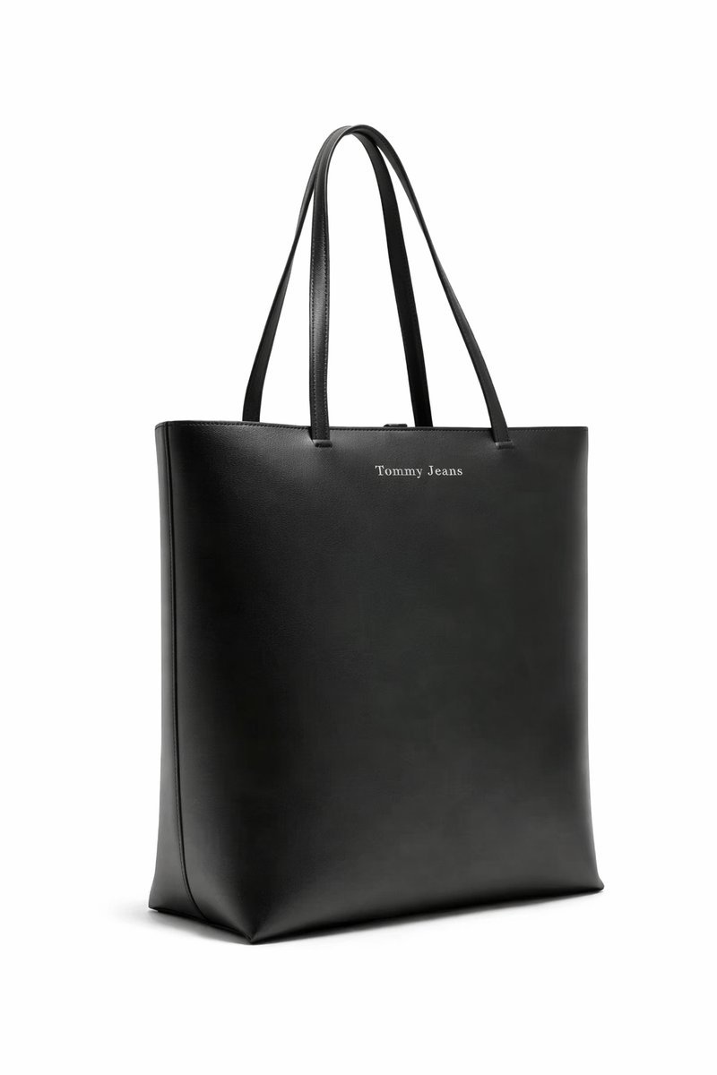 TOMMY JEANS CZARNY SHOPPER Z GŁADKIEGO MATERIAŁU 37 x 34.5 x 14 cm 1I3B