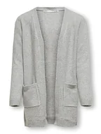 Swetry damskie - Kids Only Dziewczęcy KONLESLY L/S Open Cardigan KNT Kardigan, jasnoszary melanż, 146/152, jasnoszary melanżowy, 146/152 cm - miniaturka - grafika 1