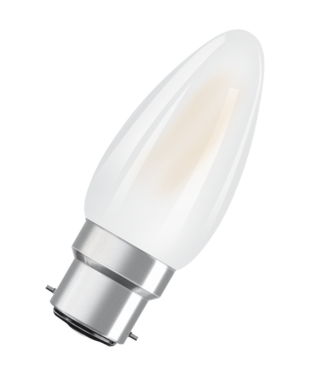 Ściemnialna żarówka LED OSRAM Superstar o szczególnie wysokim współczynniku oddawania barw (CRI90) do podstawy B22d, matowe szkło, ciepła biel (2700K), 470 lumenów, zamiennik konwencjonalnych żarówek 40W, ściemnialna, opakowanie 1 szt