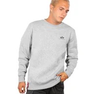 Bluzy męskie - Bluza ALPHA INDUSTRIES SMALL LOGO szara prosta 188307 17-XXL - miniaturka - grafika 1