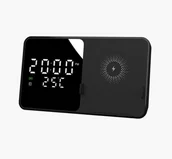 Ładowarki do telefonów - ŁADOWARKA INDUKCYJNA BIURKOWA BUDZIK TERMOMETR W5 - miniaturka - grafika 1