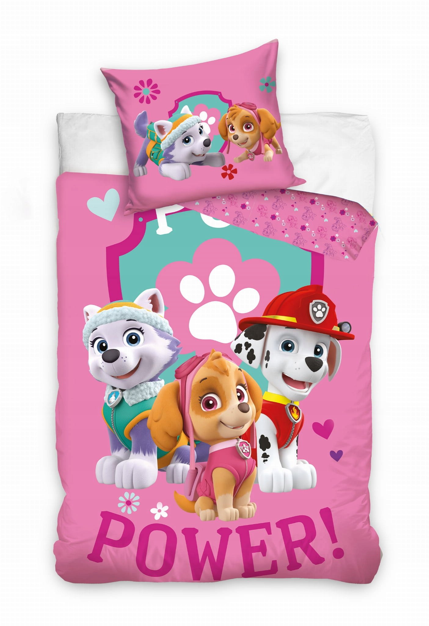 Pościel bawełniana Psi Patrol Paw 140x200 komplet poszewka 70x90 dwustronna