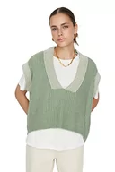 Swetry damskie - Trendyol Damski sweter oversize basic z dekoltem w serek, Miętowy, S - miniaturka - grafika 1