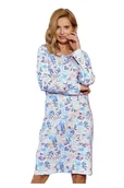 Bielizna nocna - Koszula nocna Ginny niebieska z łososiowymi kwiatami M - miniaturka - grafika 1