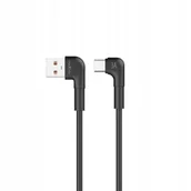 Kable USB - Maxlife kabel kątowy MXUC-09 USB - USB-C 2,0 m 3A czarny - miniaturka - grafika 1