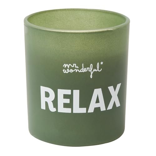 Mr. Wonderful - Świeca zapachowa - Relax - Świeca z wosku roślinnego w szklanym pojemniku. Zapach: zielona herbata