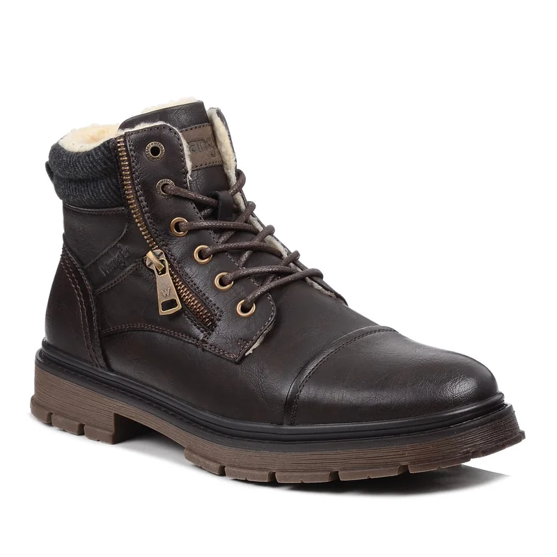Buty męskie trzewiki zimowe Wrangler Gillen ocieplane za kostkę brązowe43