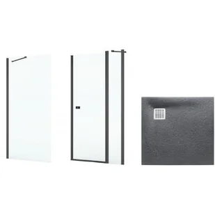 Zestaw Roca Capital kabina prysznicowa 90x90 cm kwadratowa MaxiClean z brodzikiem Terran  szary łupek (AM4609016M, AM4409016M, ... - Kabiny prysznicowe - miniaturka - grafika 1