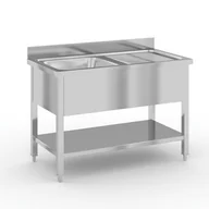 Meble gastronomiczne - B2B Partner Stół do mycia ze stali nierdzewnej ze zlewem i ociekaczem 1200x600x850 mm 434111 - miniaturka - grafika 1