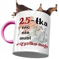 Kubki - Kubek Różowy na Urodziny 25 25te 25-te Prezent z Nadrukiem ze Zdjęciem + Opakowanie na prezent (wzór 02) - miniaturka - grafika 1