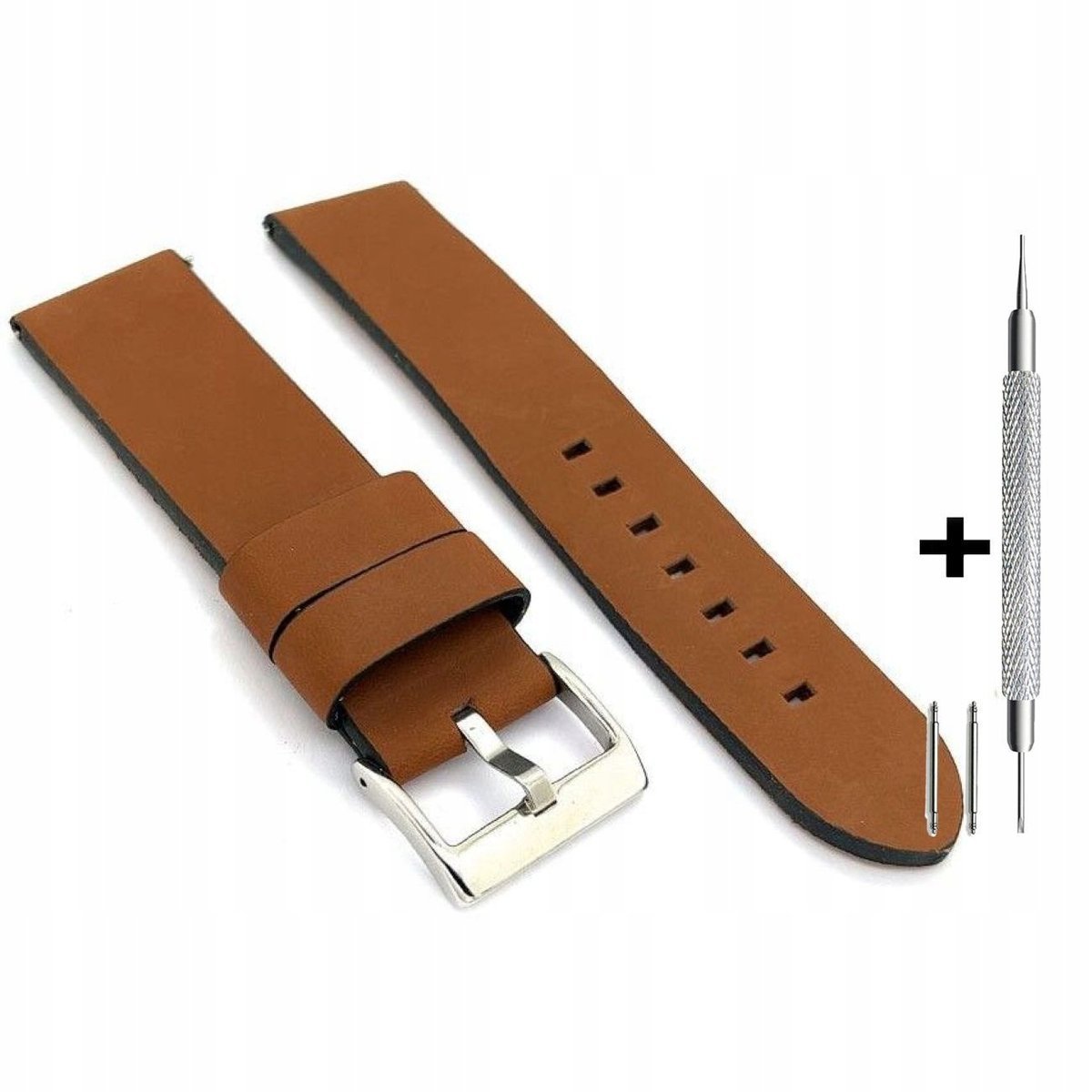 Brązowy pasek 24 mm skórzany DILOY 383.24.03 + dwa teleskopy i narzędzie