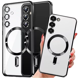 Etui do Samsung Galaxy S24 Mag Safe Glamour Case Ring obudowa ochrona aparatów Alogy Czarne przezroczyste + Szkło - Etui i futerały do telefonów - miniaturka - grafika 1