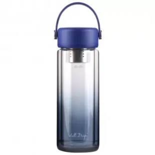 Vialli Design Butelka z podwójną ścianką i zaparzaczem Fuori granatowa 30183 350 ml - Butelki termiczne - miniaturka - grafika 1