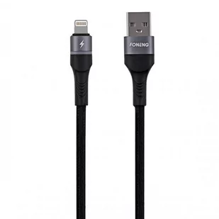 Kabel USB do Lightning Foneng X79, LED, oplot, 3A, 1m (czarny) - Kable - miniaturka - grafika 1