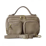 Torebki damskie - Zgrabny elegancki kuferek, listonoszka kieszonki A5 złote okucia Vera Pelle Beżowa VPMC15T - miniaturka - grafika 1