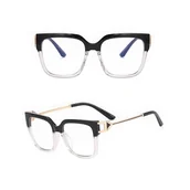 Okulary korekcyjne, oprawki, szkła - Damskie kwadratowe okulary zerówki do komputera BLUE LIGHT z flexami 25130B - miniaturka - grafika 1