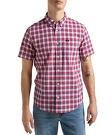 Koszule męskie - Lee Button Down Ss Męska Koszula W Kratę Real Red L886Ofui-M - miniaturka - grafika 1