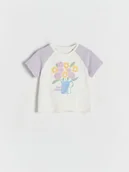 Bluzki dla niemowląt - Reserved - Bawełniany t-shirt z nadrukiem - lawendowy - miniaturka - grafika 1