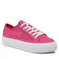 Trampki damskie - Tenisówki Tommy Hilfiger Essential Vulc Canvas Sneaker FW0FW07459 Bright Cerise Pink T1K - miniaturka - grafika 1