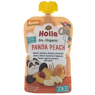 Holle Baby Mus owocowy Brzoskwiniowa Panda brzoskwinia morela banan z orkiszem - 100 g L085 - Desery dla dzieci - miniaturka - grafika 1