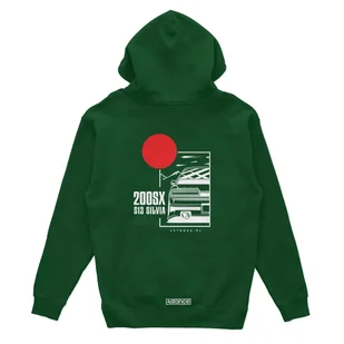 Bluza z kapturem Nissan 200SX S13 JDM zielona-M - Odzież do sportów motorowych - miniaturka - grafika 1