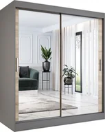 Szafy - MKPOL Szafa przesuwna MODUO COMFORT180 antracyt/dąb sonoma z dwoma lustrami - miniaturka - grafika 1