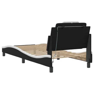 Rama łóżka z LED, czarno-biała, 80x200 cm, sztuczna skóra Lumarko! - Łóżka - miniaturka - grafika 9