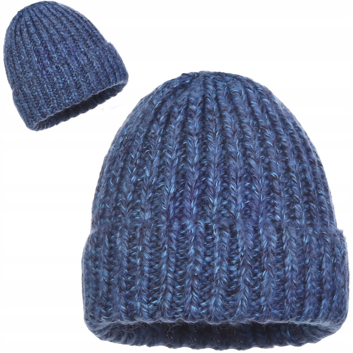 Czapka Damska Zimowa Na Zimę Angora 8% Wełna 5% Wełniana Niebieska