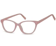 Okulary korekcyjne, oprawki, szkła - Damskie okulary optyczne zerówki kocie oczy Sunoptic CP117E mleczny różowy - miniaturka - grafika 1