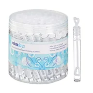 Bańki mydlane - Relaxdays Bańki mydlane na wesele, zestaw 48 sztuk, rurki do baniek mydlanych z uchwytem w kształcie serca, prezent dla gości, bańki mydlane w kształcie serca, - miniaturka - grafika 1