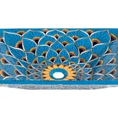 Umywalki - Meksykańska ceramiczna umywalka nablatowa z reliefem Azura Prima – prostokątna umywalka łazienkowa 55 x 36 x 11 cm Umywalka z motywami Talavera - miniaturka - grafika 1