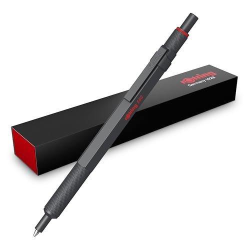 rOtring 600 Długopis Końcówka Medium Czarny tusz Obudowa długopisu w całości wykonana z metalu Dark Stone Antypoślizgowy uchwyt radełkowany i sześciokątny korpus Z wymiennym wkładem