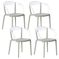 Fotele i krzesła ogrodowe - BELIANI Zestaw 4 krzeseł ogrodowych MALEVIZI Sztaplowane Jasnozielony - miniaturka - grafika 1