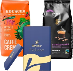 Kawa ziarnista Tchibo Zestaw: Barista Espresso Dark 1kg + Eduscho Caffe Crema Intense 1kg + Puszka - Kawa - miniaturka - grafika 1