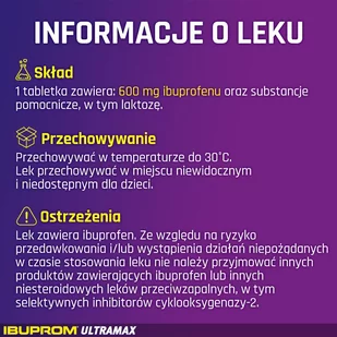 US Pharmacia Sp z o.o IBUPROM Ultramax 600 mg Lek przeciwbólowy 10 tabletek - Leki przeciwbólowe - miniaturka - grafika 4