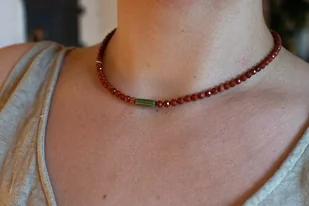 Naszyjnik choker z jaspisem czerwonym - Naszyjniki - miniaturka - grafika 1