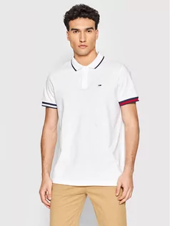 Koszulki męskie - Tommy Jeans Polo Tjm Reg Flag DM0DM12963 Biały Regular Fit - grafika 1