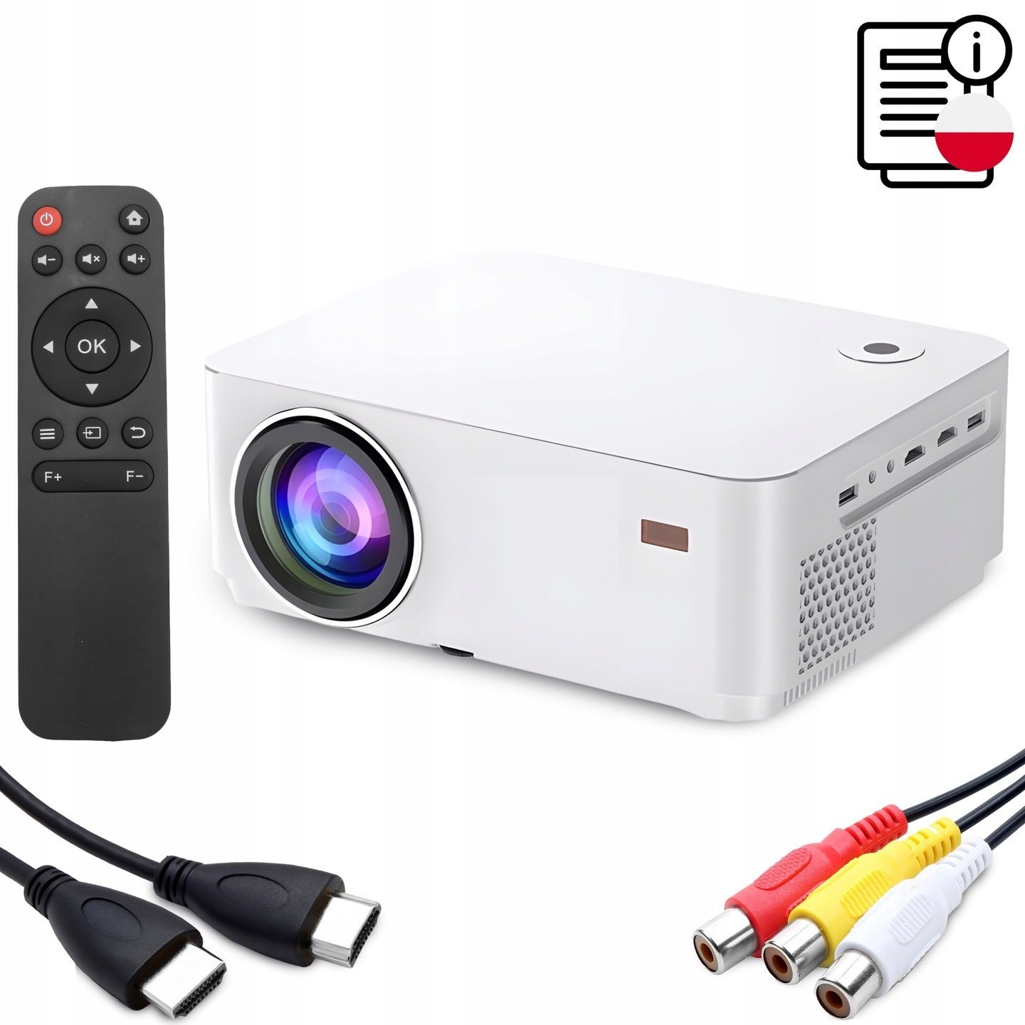 QIKtech RZUTNIK PROJEKTOR SMART TV WIFI FULL HD 4K 9000lm LCD LED BLUETOOTH ANDROID biały