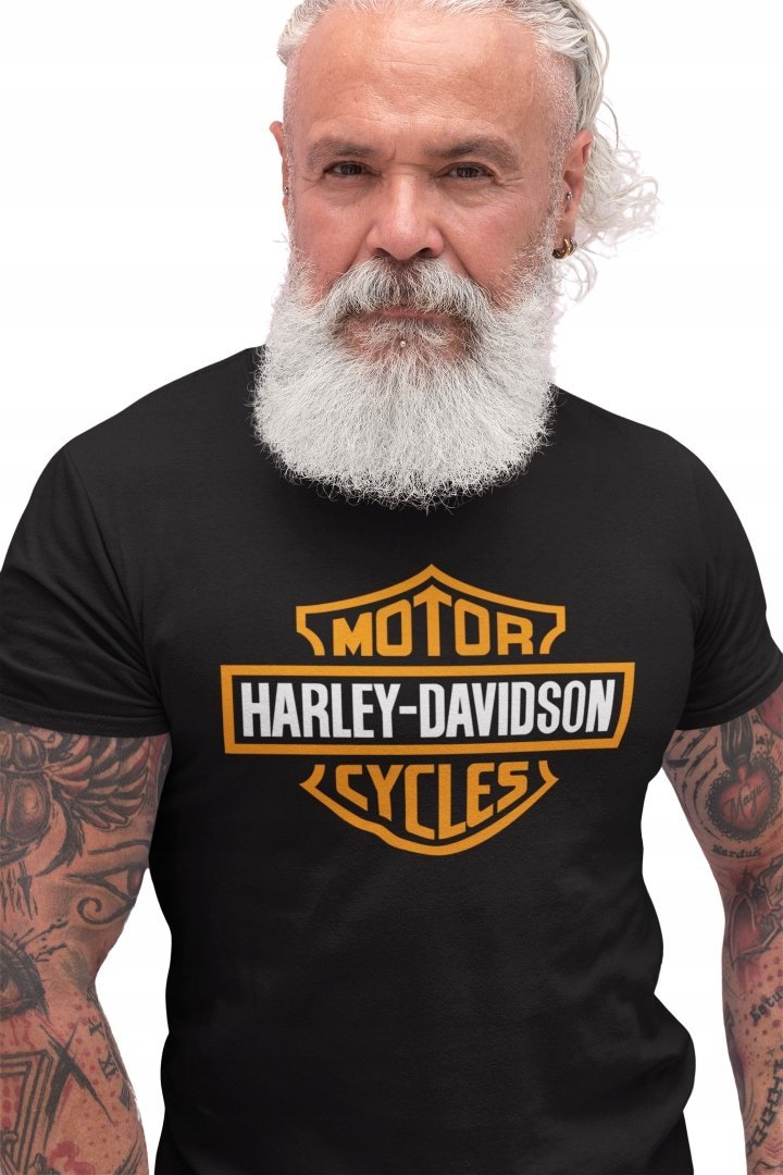 Harley Davidson Koszulka Męska Motocyklowa z Nadrukiem T-Shirt na Motor L