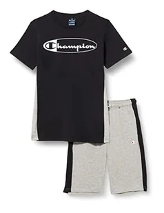 Champion Legacy Graphic Shop Kontrastowa Taśma S/S Koszulka i szorty Kostium dla dzieci i chłopców, (czarny/jasnoszary), 3-4 ans - Spodenki damskie - miniaturka - grafika 1