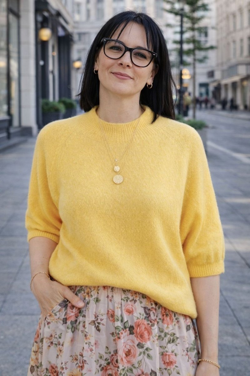 Sweter damski żółty z półgolfem miękki ciepły Made in Italy Uni