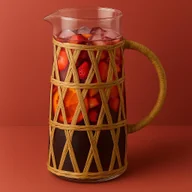 Dzbanki i imbryki - MODERN KITCHEN Dzbanek szklany 1,1L 10x8x19,5cm w oplocie boho - miniaturka - grafika 1