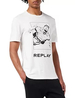 Koszulki męskie - Replay Koszulka męska, 001 biały, XS - grafika 1